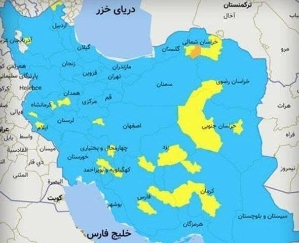 بازگشت رنگ نارنجی به نقشه کرونایی کشور بازگشت رنگ نارنجی به نقشه کرونایی کشور